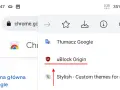 Rozszerzenia Chrome na telefonie: Tłumacz Google, uBlock Origin i Stylish.