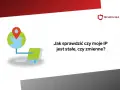 Grafika przedstawia ikonę globu z pinezką i komputerem, obok tekst "Jak sprawdzić czy moje IP jest stałe, czy zmienne?".
