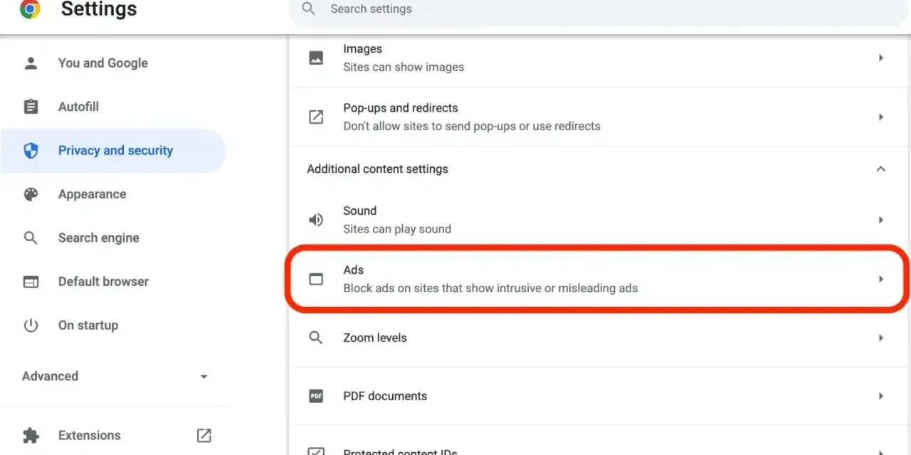 Ustawienia Chrome: sekcja "Reklamy" pozwala zarządzać tym, jak strony wyświetlają reklamy. Dowiedz się, jak wyłączyć adblock w Chrome.