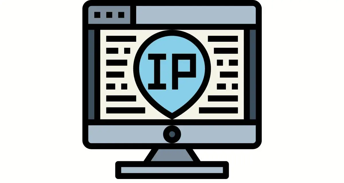 Monitor z ikoną IP w kształcie tarczy, symbolizujący dynamiczne IP.