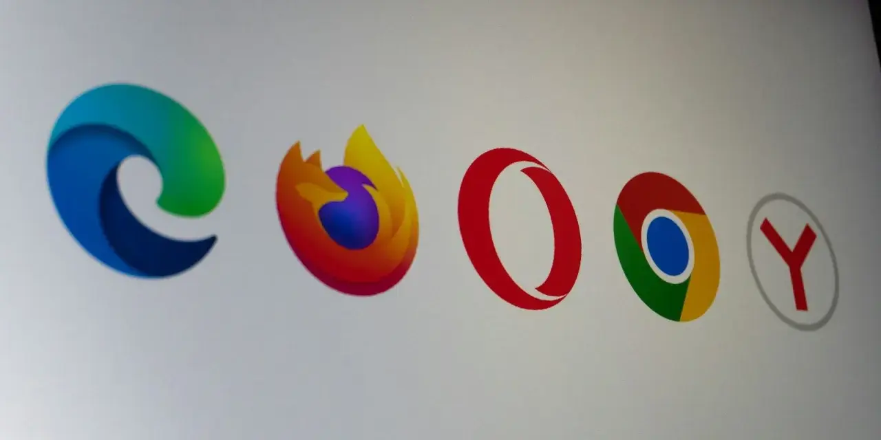 Ikony przeglądarek: Edge, Firefox, Opera, Chrome, Yandex. Dowiedz się, jak zablokować reklamy w każdej z nich.