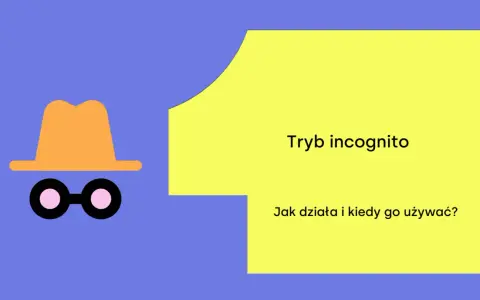 Grafika z kapeluszem i okularami symbolizuje przeglądarkę incognito. Tekst informuje: "Tryb incognito. Jak działa i kiedy go używać?".