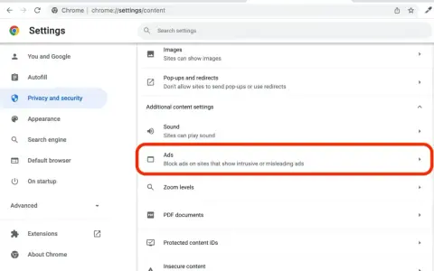 Ustawienia Chrome: sekcja "Reklamy" pozwala zarządzać tym, jak strony wyświetlają reklamy. Dowiedz się, jak wyłączyć adblock w Chrome.