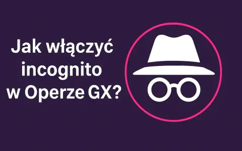 Jak włączyć tryb incognito w Operze GX? Ikona szpiega w kapeluszu i okularach.