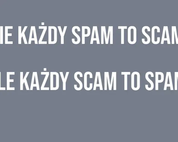 Nie każdy spamer to oszust, ale każdy oszust to spamer. Biały tekst na szarym tle.