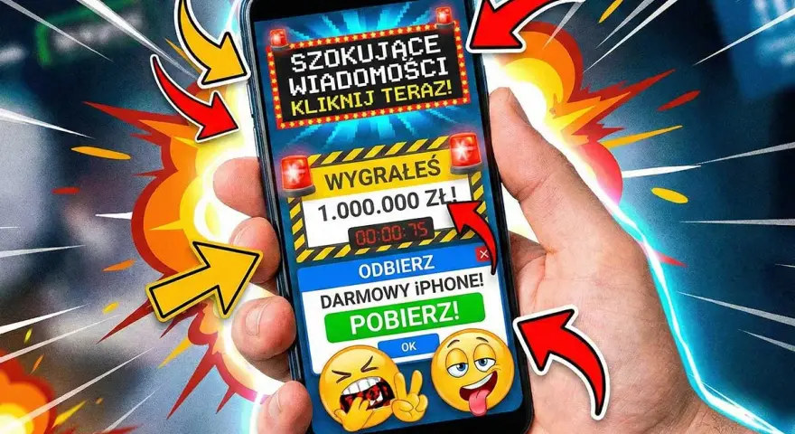 Chcesz wiedzieć, jak zablokować reklamy w telefonie? Ten ekran pokazuje, jak nie dać się nabrać na fałszywe wygrane i darmowe telefony.