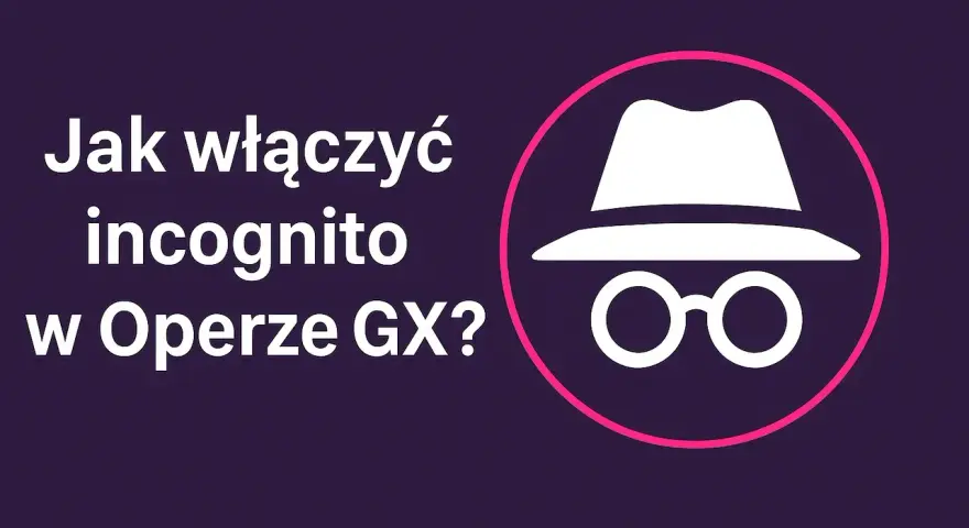 Jak włączyć tryb incognito w Operze GX? Ikona szpiega w kapeluszu i okularach.