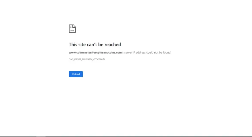Błąd: nie udało się znaleźć adresu IP serwera dla strony www.coinmasterfreespinsandcoins.com.