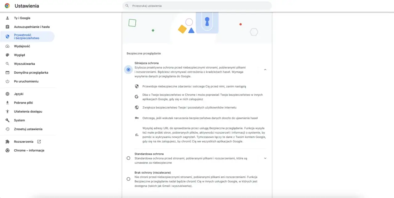 Ustawienia prywatności i bezpieczeństwa w Chrome. Dowiedz się, safesearch co to i jak działa ochrona przeglądania.