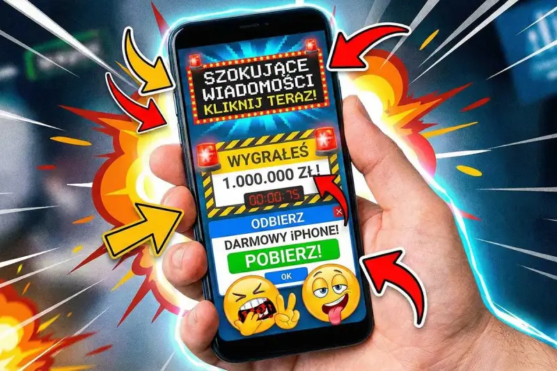 Chcesz wiedzieć, jak zablokować reklamy w telefonie? Ten ekran pokazuje, jak nie dać się nabrać na fałszywe wygrane i darmowe telefony.